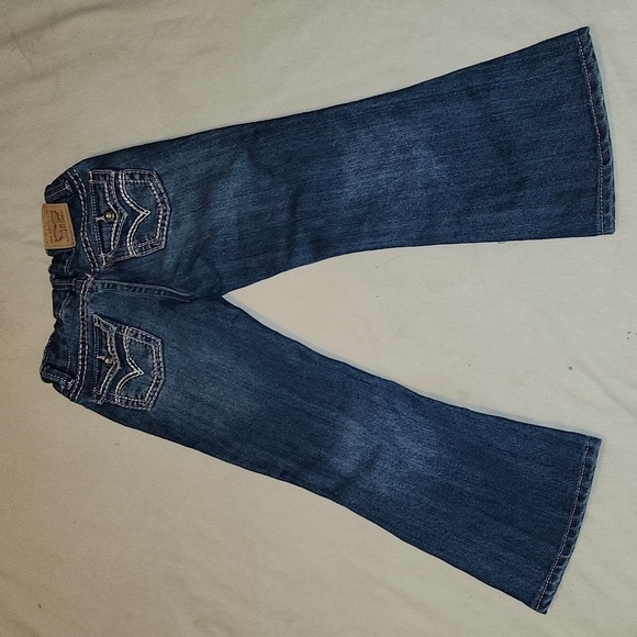 Levi's 715 bootcut blue jeans with pink stitching 5 Reg - Picture 8 of 8